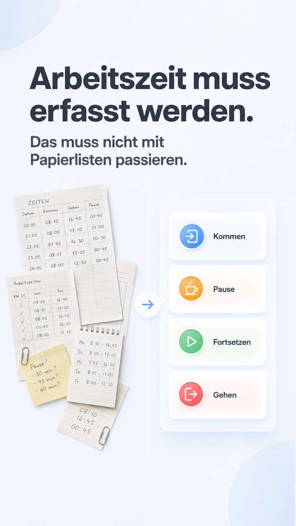 Von Papierlisten zur digitalen Zeiterfassung im Portal
